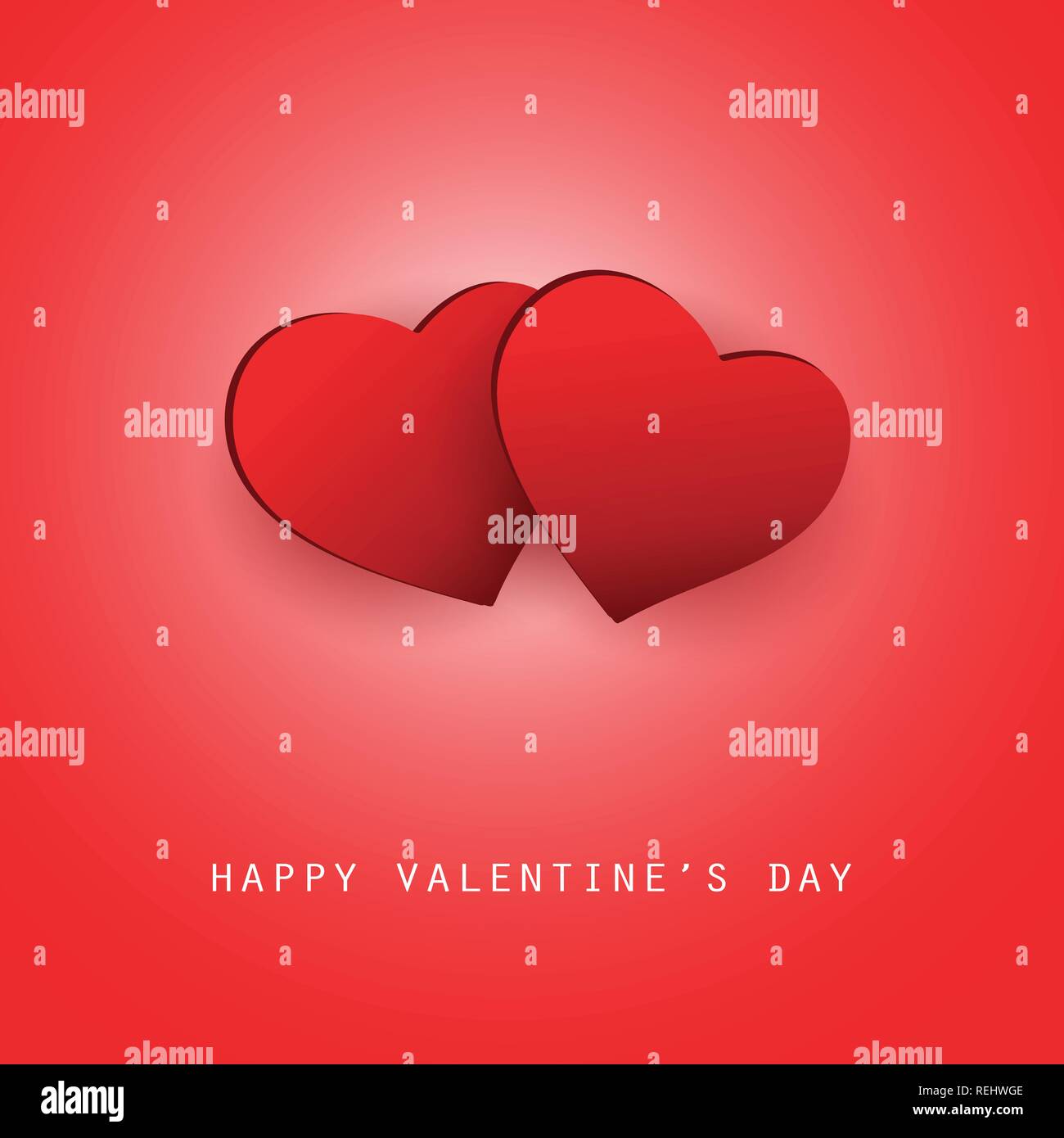 Red Couple of Hearts - Valentines Day Card Vector Design Stock Vector ...