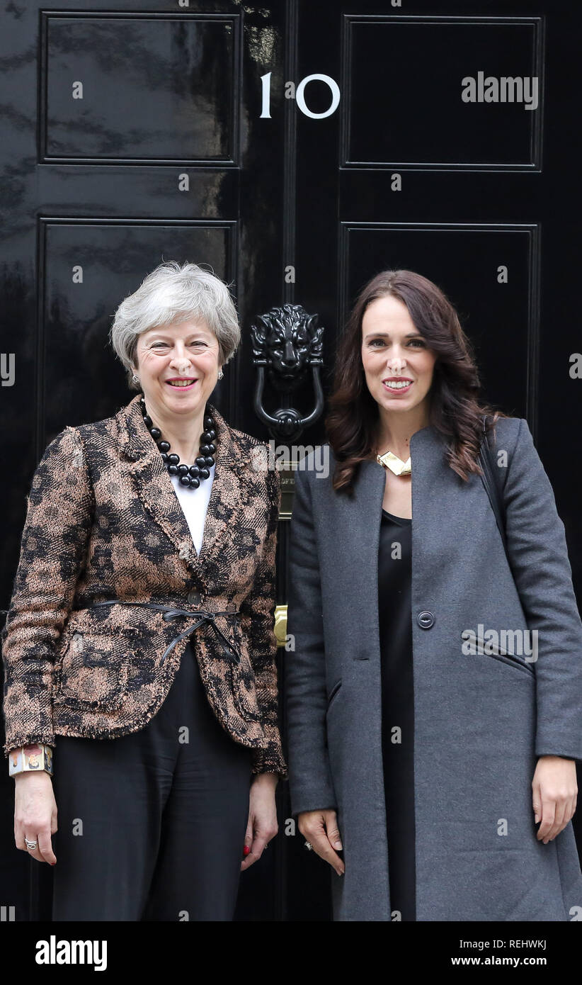 British Prime Minister Theresa May L Is Seen With The New Zealand Prime Minister Jacinda