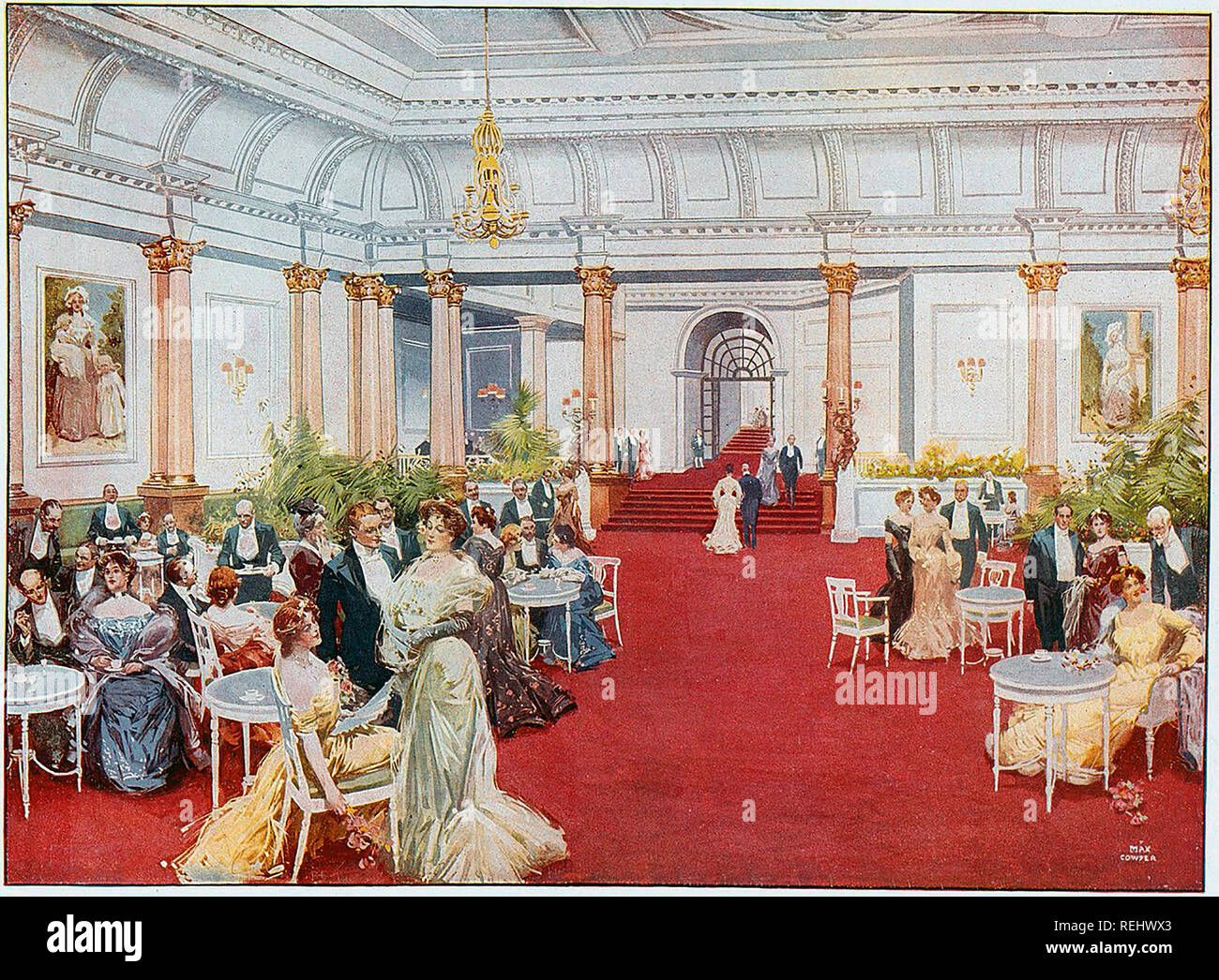 Savoy Hotel London The Breakfast Room About 1895 Stock