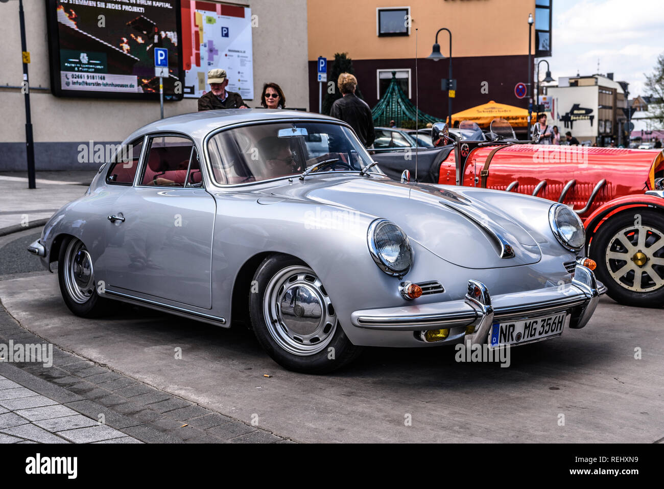GERMANY, LIMBURG - APR 2017: Silver PORSCHE 356 COUPE 1948 in
