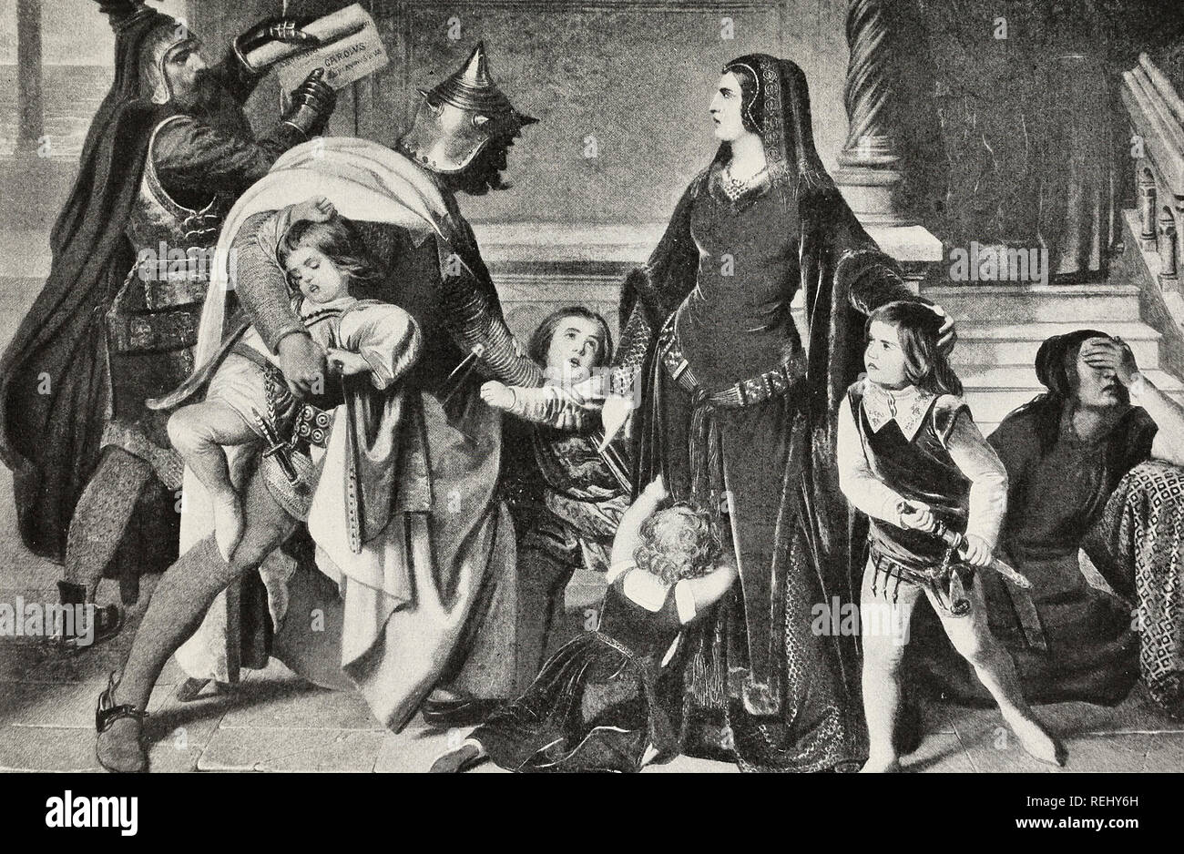 The children of Queen Helene of Sicily torn from her and imprisoned for life Stock Photo