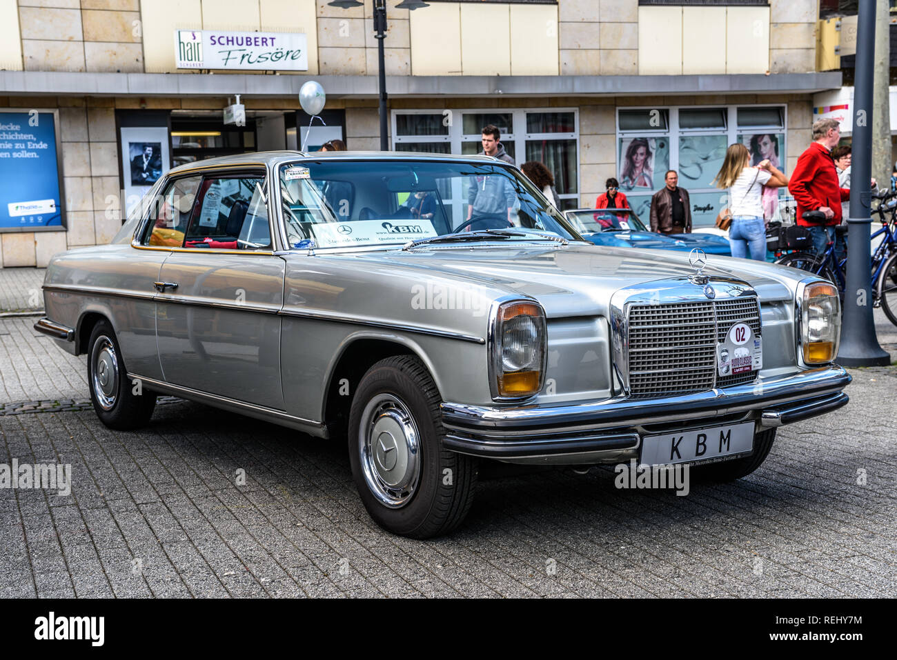 GERMANY, LIMBURG APR 2017 silver MERCEDESBENZ W114 W115 1968 in