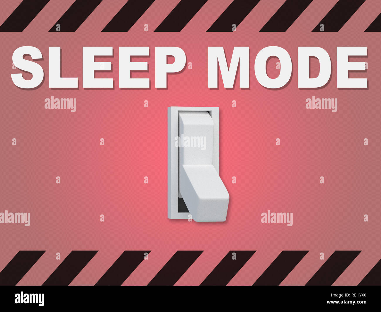 3D illustration of SLEEP MODE title above an electric switch on red