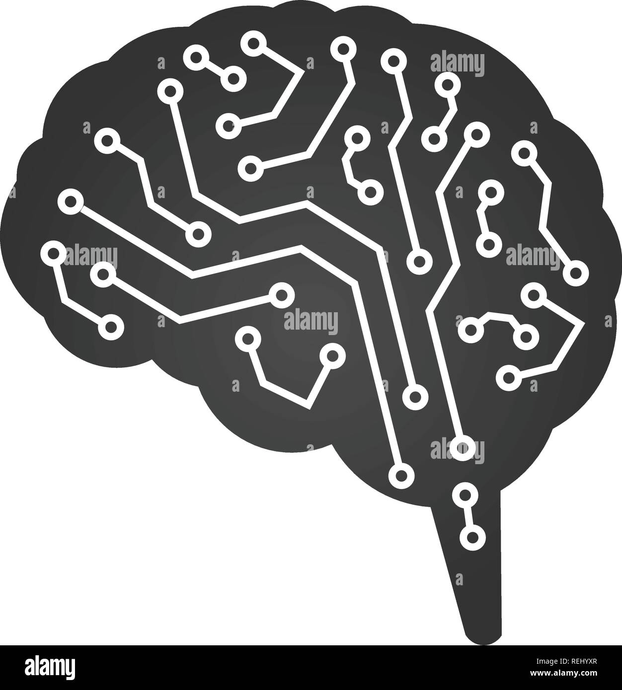 Technological brain. Circuit board. Abstract vector illustration isolated on white Stock Vector