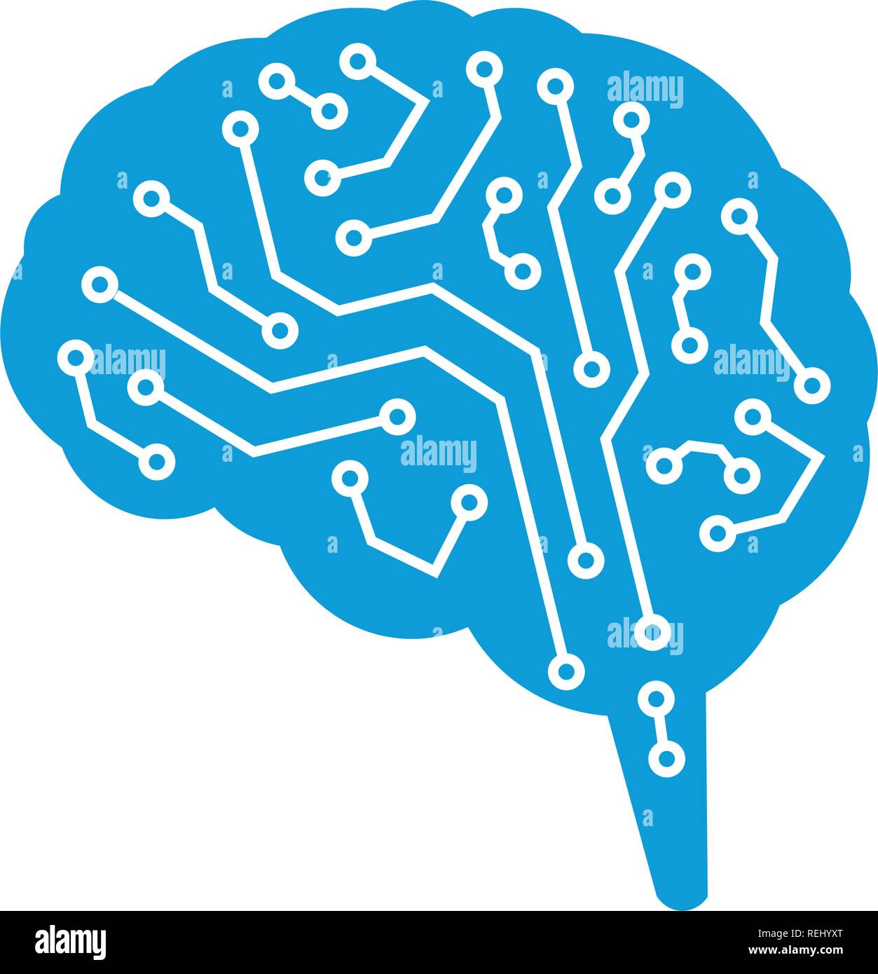 Technological brain. Circuit board. Abstract vector illustration isolated on white . Stock Vector