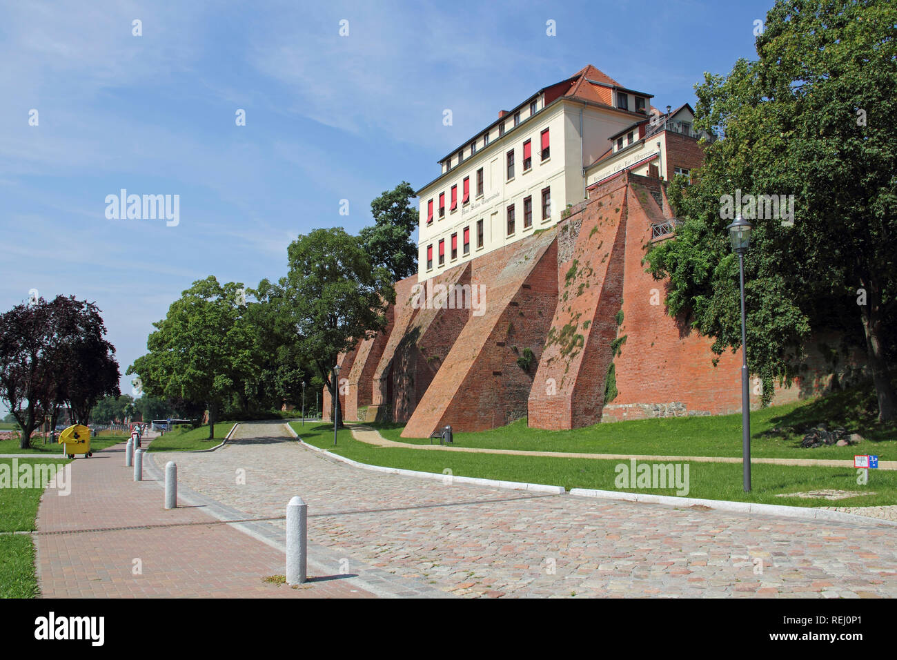 Castle wall and the former palace in Tangermünde Stock Photo