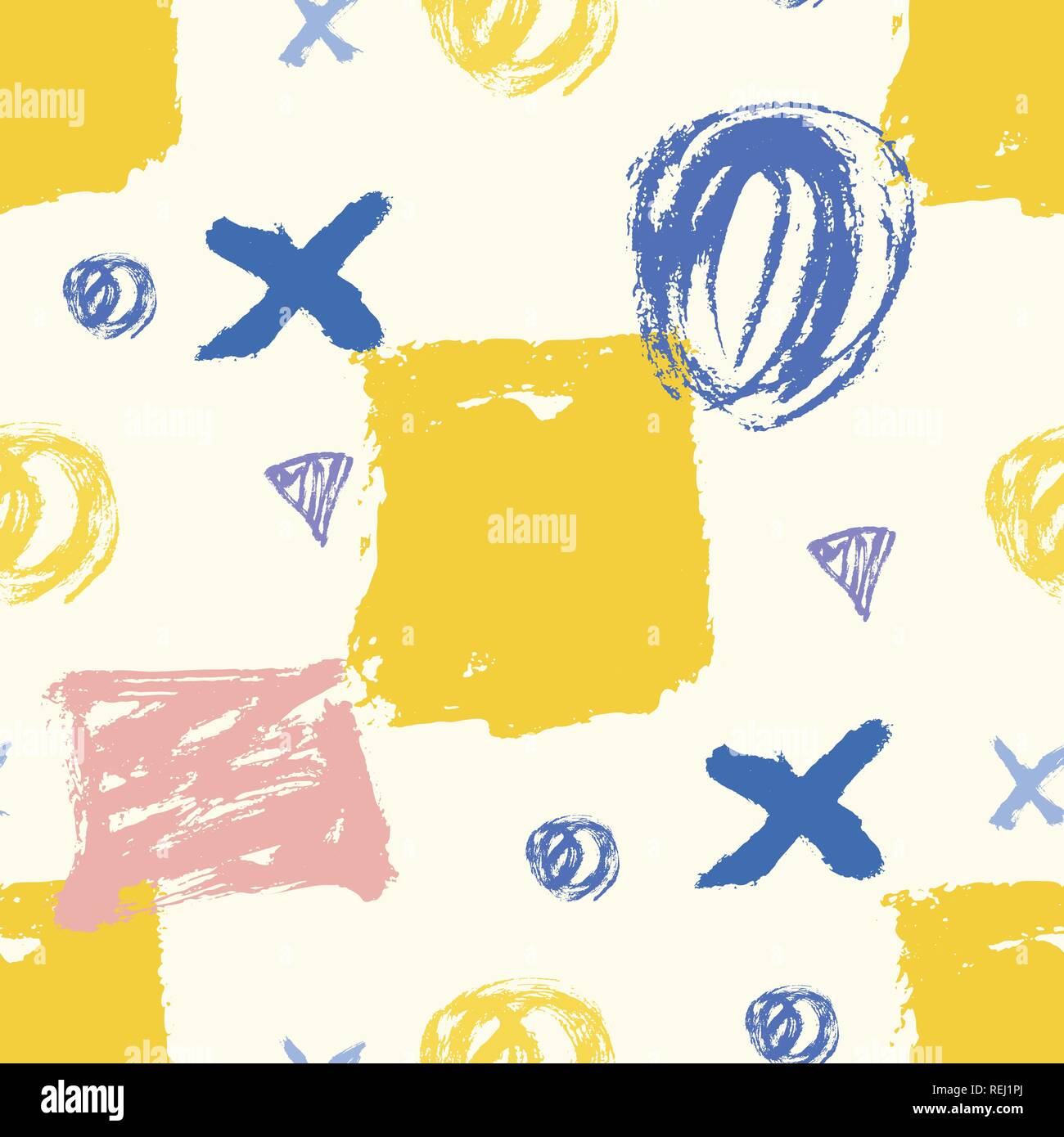 Seamless hand drawn pattern with abstract shapes Stock Vector