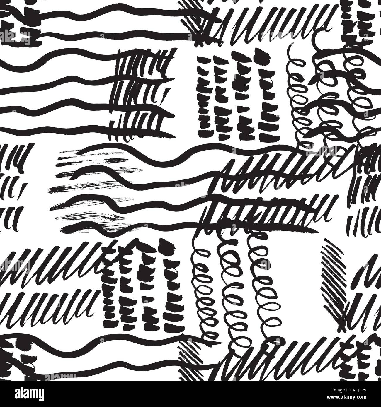 Seamless pattern hand drawn with a brush strokes. Abstract brushstrokes ...