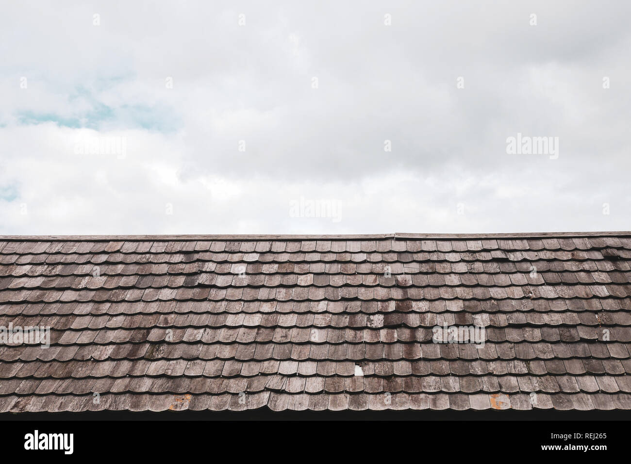wood roofing detail with sky for exterior building decor nature design Stock Photo