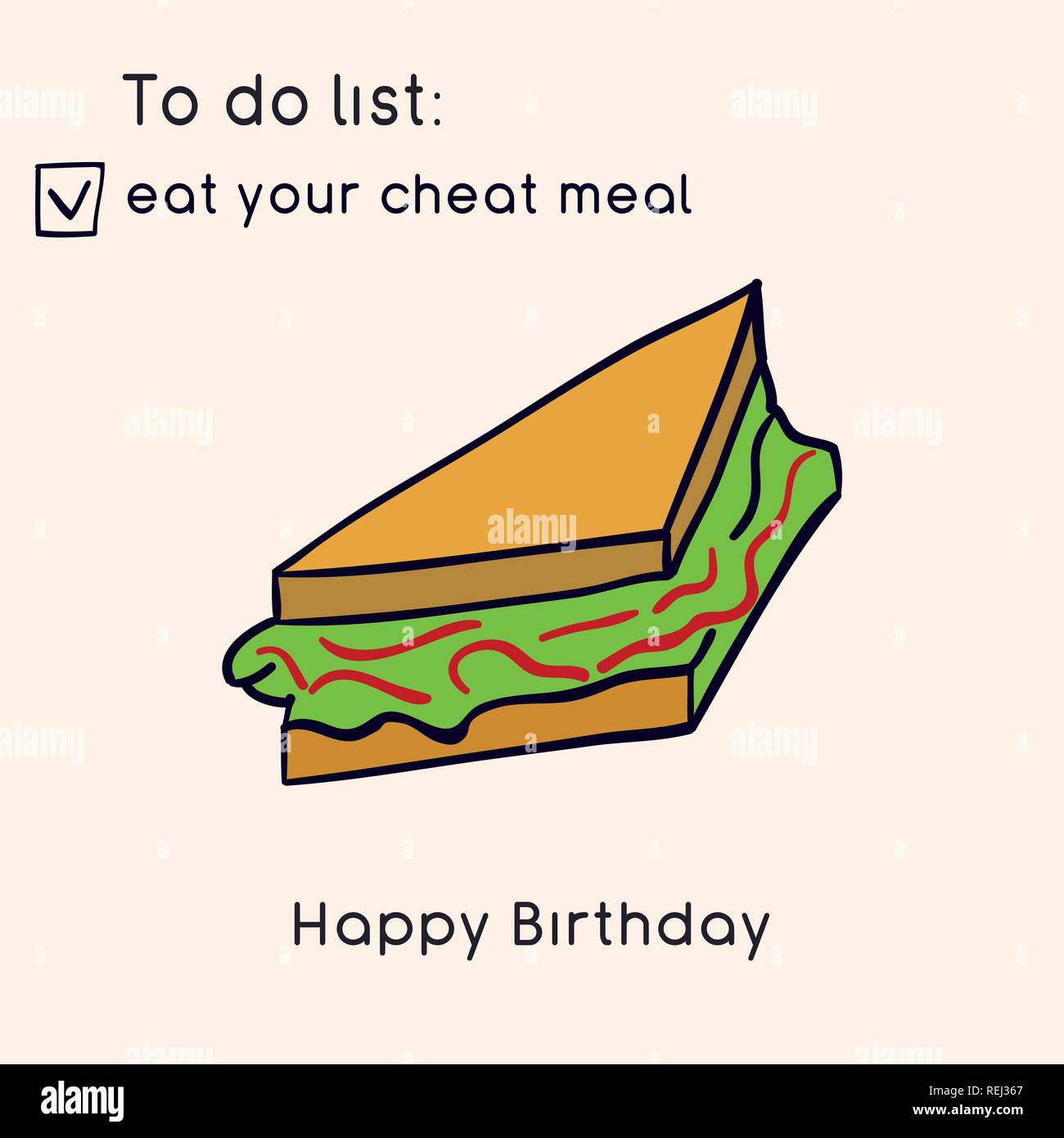 Doodle illustration of fast food. Junk food. Eat your cheat meal. Funny