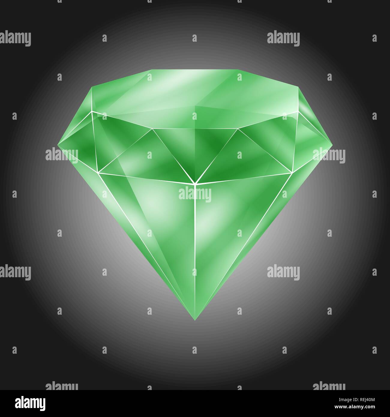 Realistic green round gem - emerald. Colorful gemstone that can be used as part of logo, icon, web decor or other design. Vector illustration, EPS10. Stock Vector