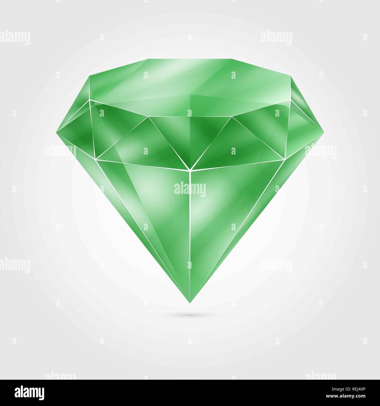 Realistic green round gem - emerald. Colorful gemstone that can be used as part of logo, icon, web decor or other design. Vector illustration, EPS10. Stock Vector