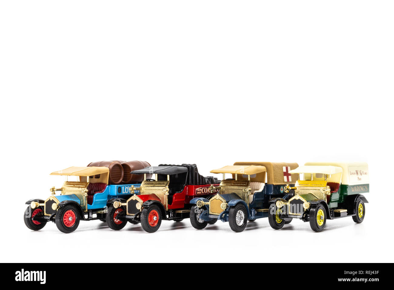Matchbox Models of Yesteryear Y-13 Crossley Lorry 1918 - four variants Stock Photo