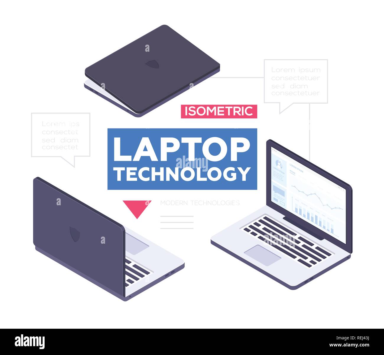 Laptop technology - modern vector colorful isometric illustration Stock ...