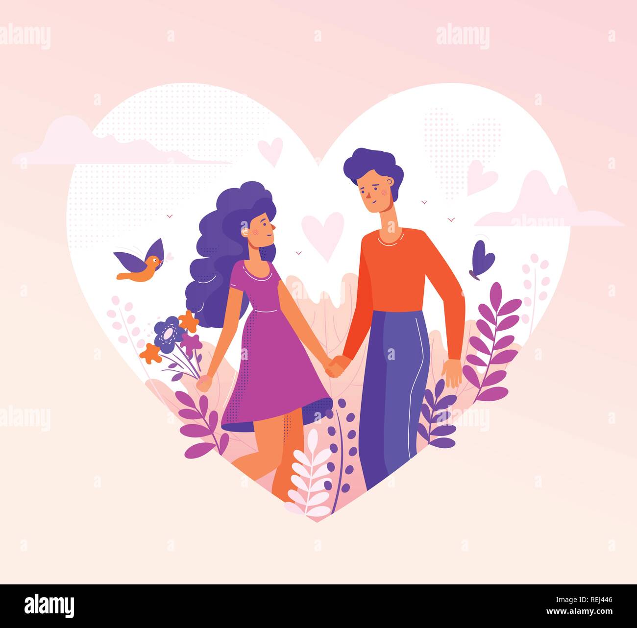 Romantic couple - modern flat design style illustration Stock Vector ...