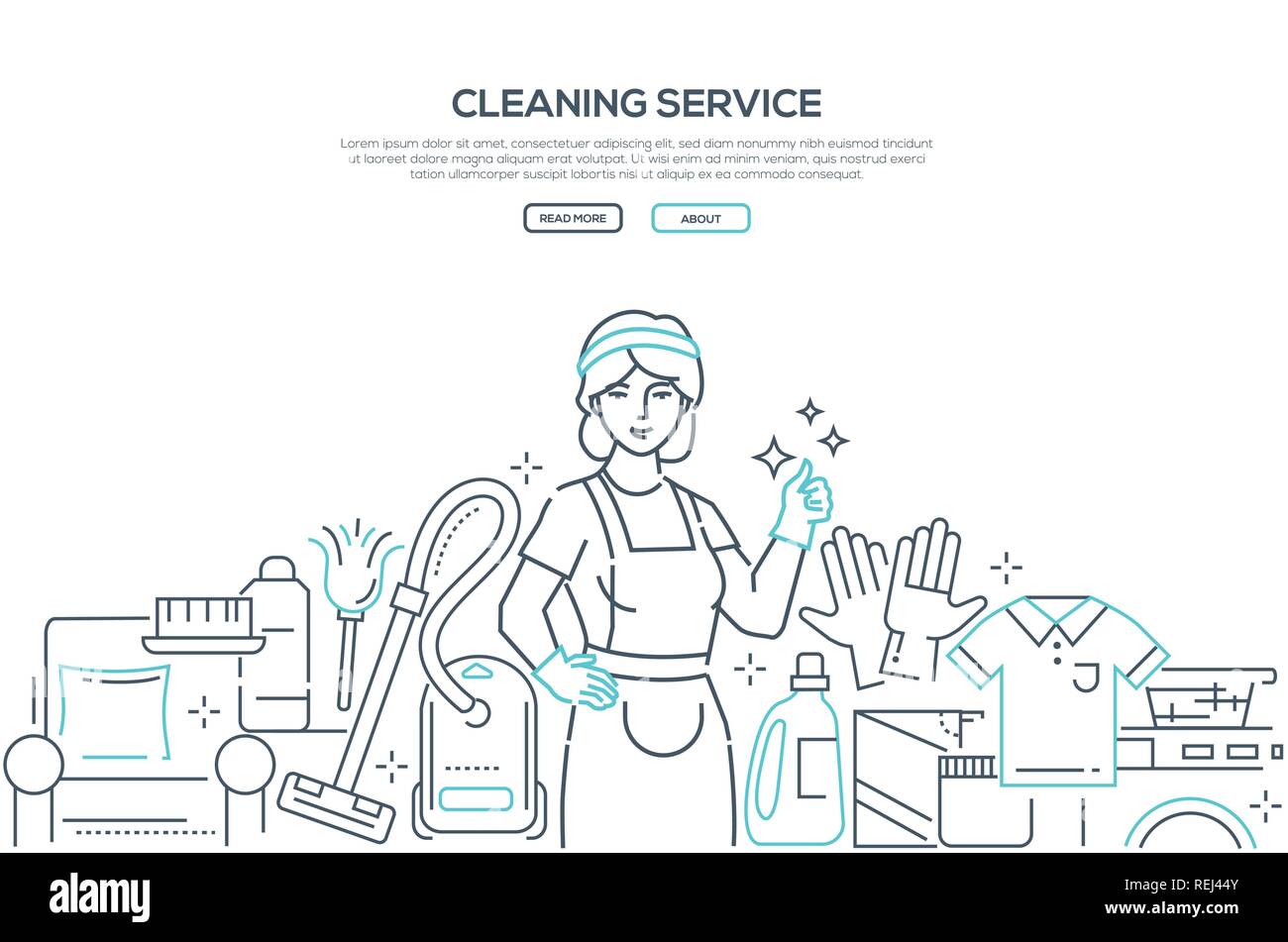 Cleaning service - modern line design style web banner Stock Vector ...
