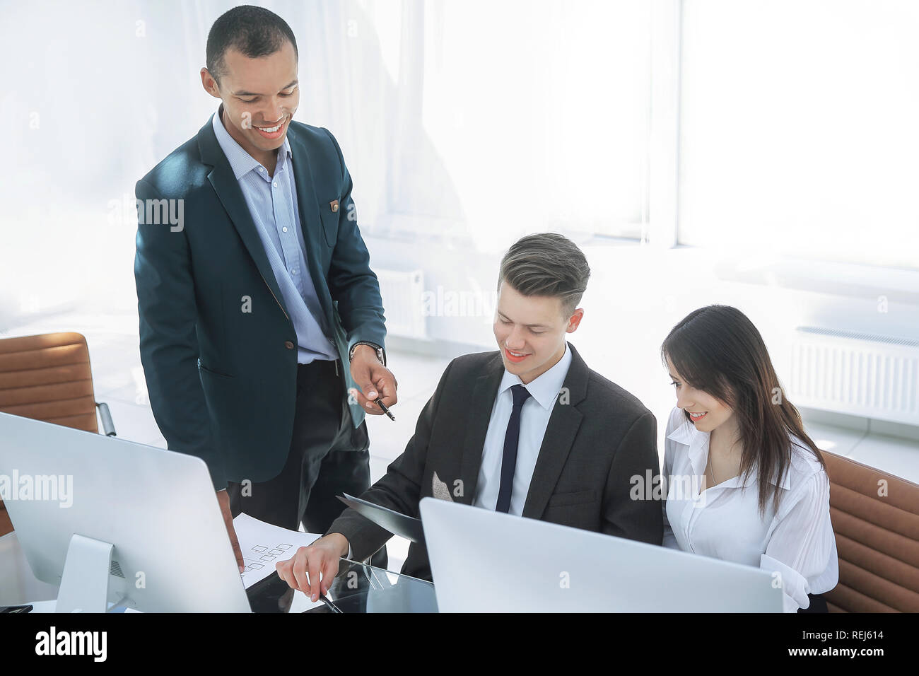 Male female ethnic business people hi-res stock photography and images ...