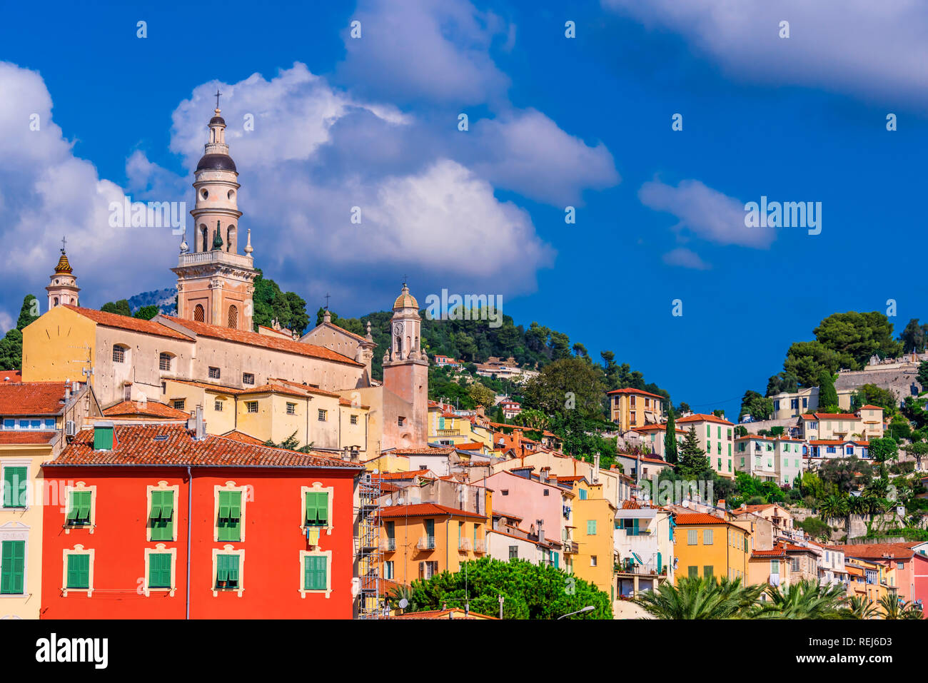 Old town architecture of Menton on French Riviera Stock Photo Alamy