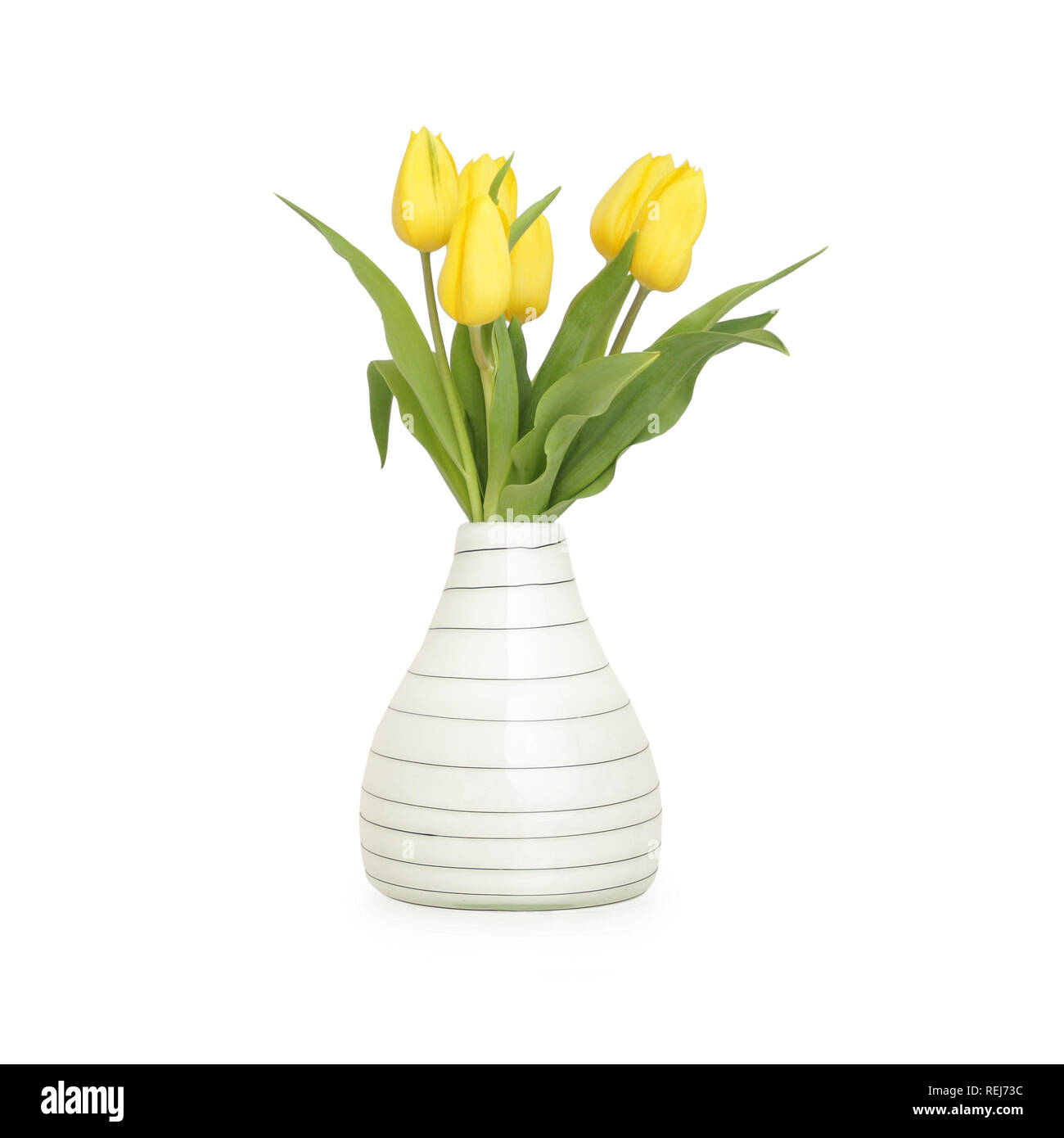 Yellow tulips in vase, isolated on white Stock Photo - Alamy