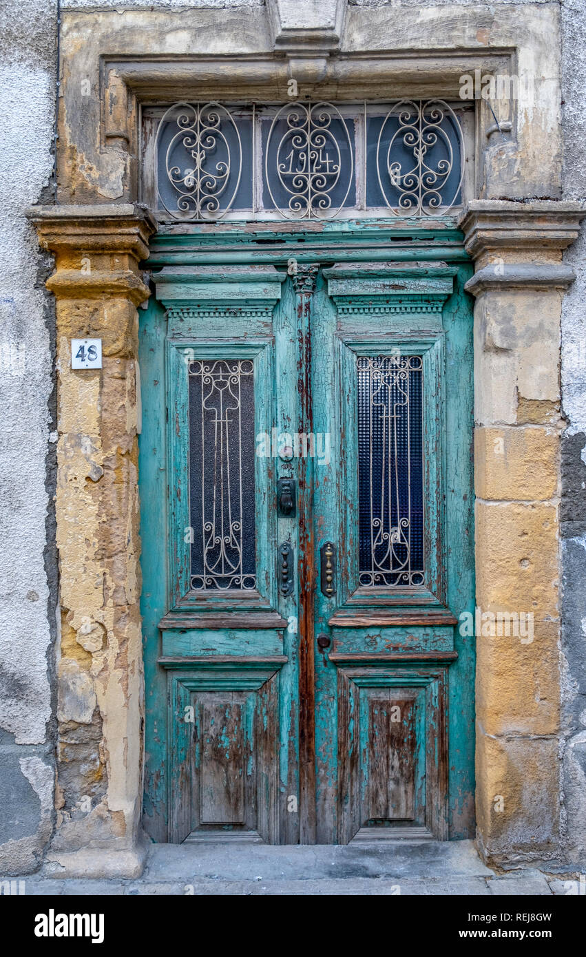 A faded traditional Cypriot door in Nicosia, Cyprus Stock Photo Alamy