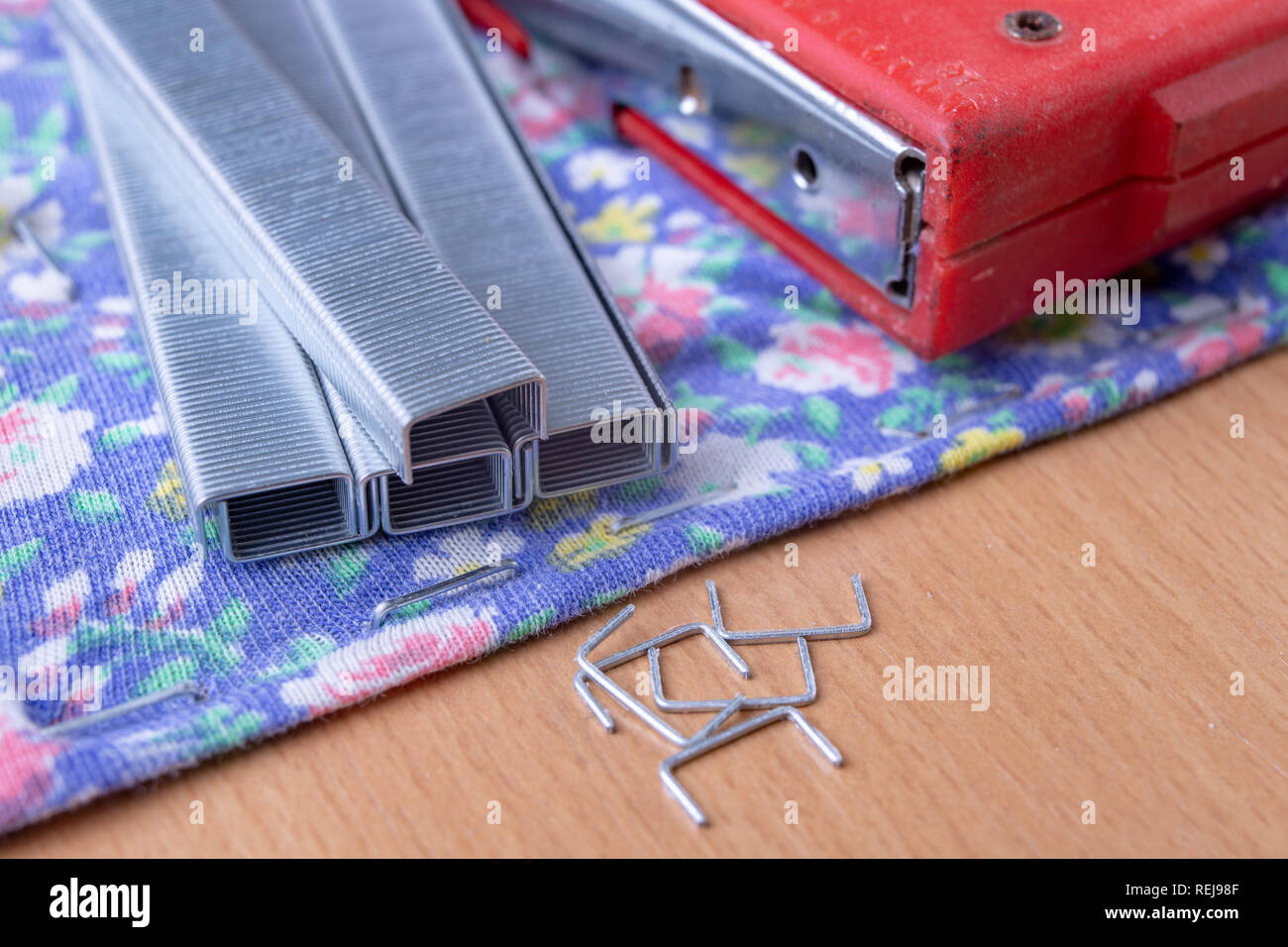 Tacker and Staples used to upholster furniture. Accessories for