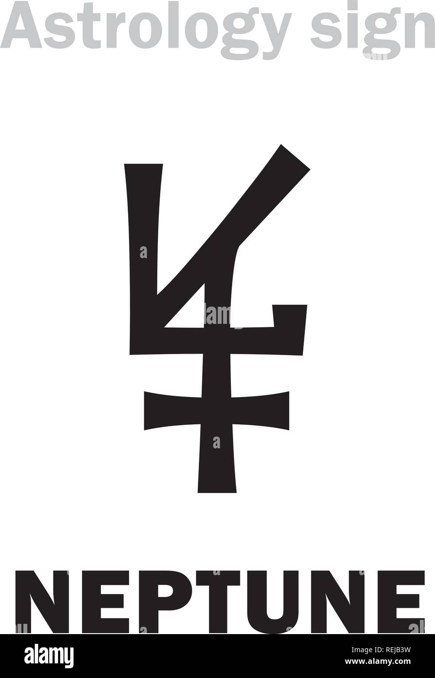 Astrology Alphabet: NEPTUNE, higher global planet. Hieroglyphics character sign (LV-monogram symbol in honor of his discoverer LeVerrier). Stock Vector