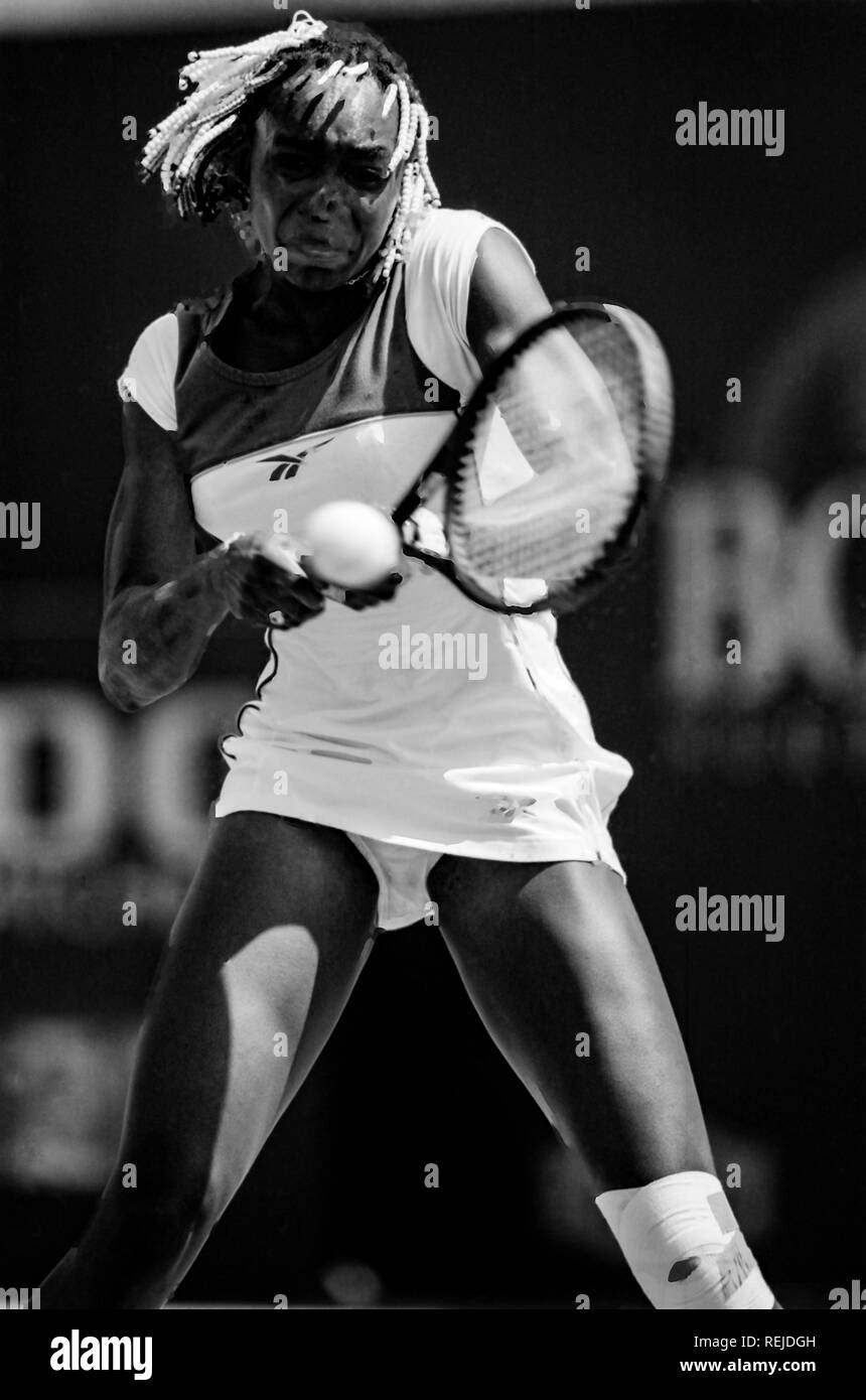 Venus Williams competing at the 1998 Lipton Tennis Championships Stock Photo