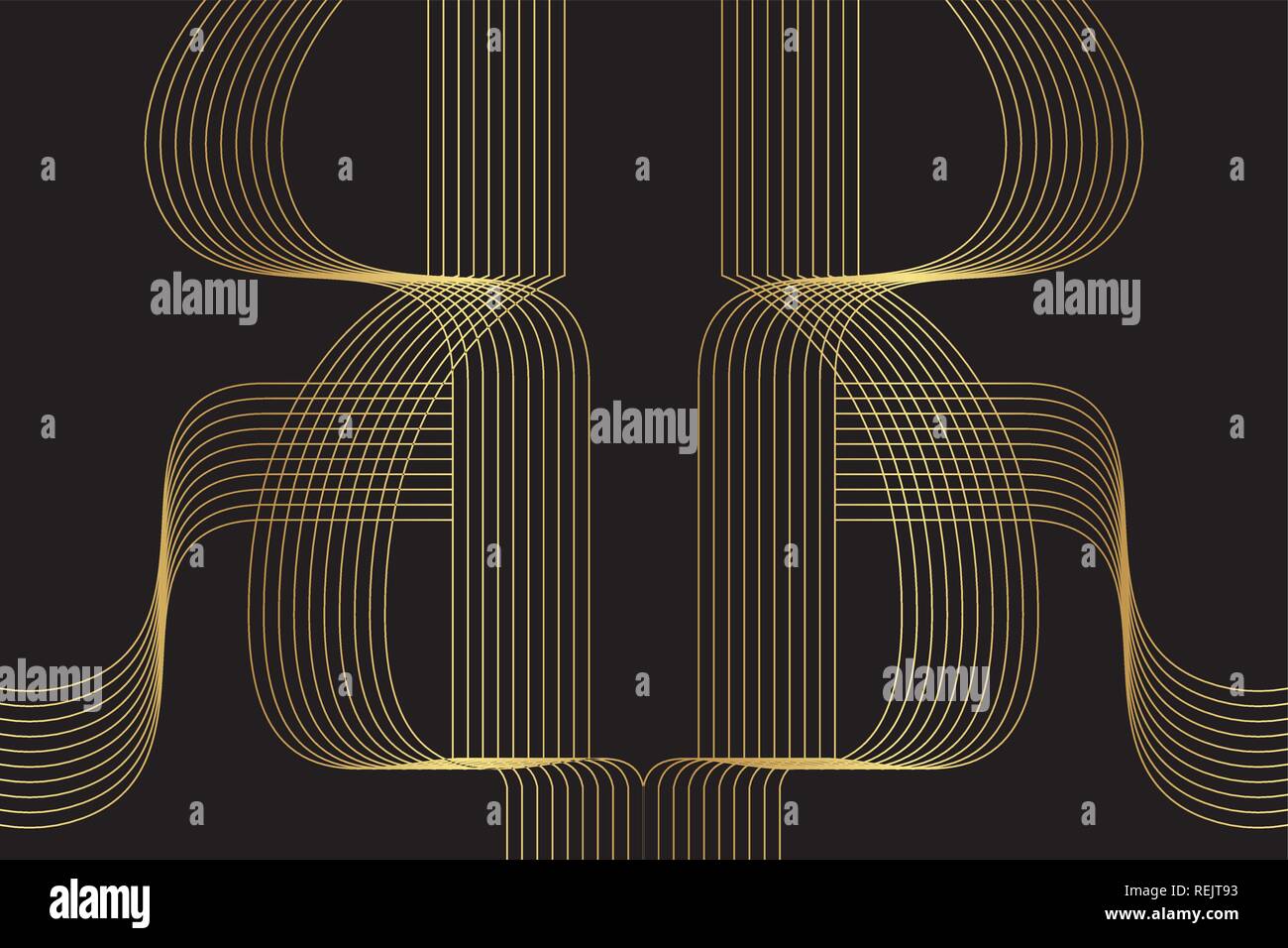 Abstract background pattern made with curvy thin lines in black and ...