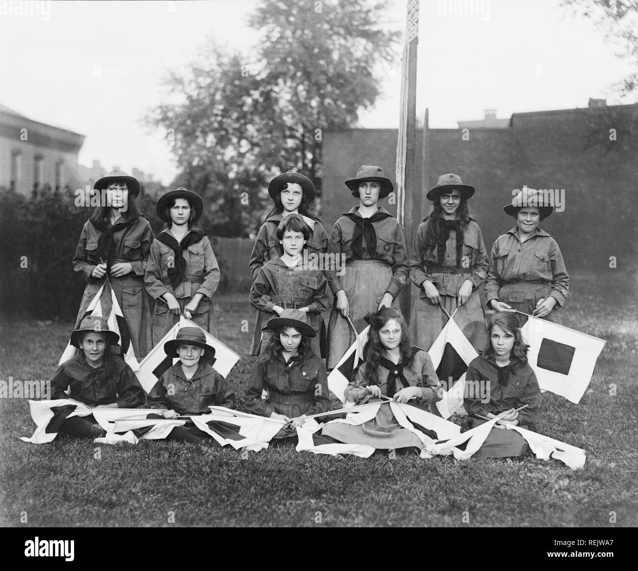 Group Portrait of Girls Scout Troop, Washington DC, USA, National Photo Company, 1920 Stock Photo