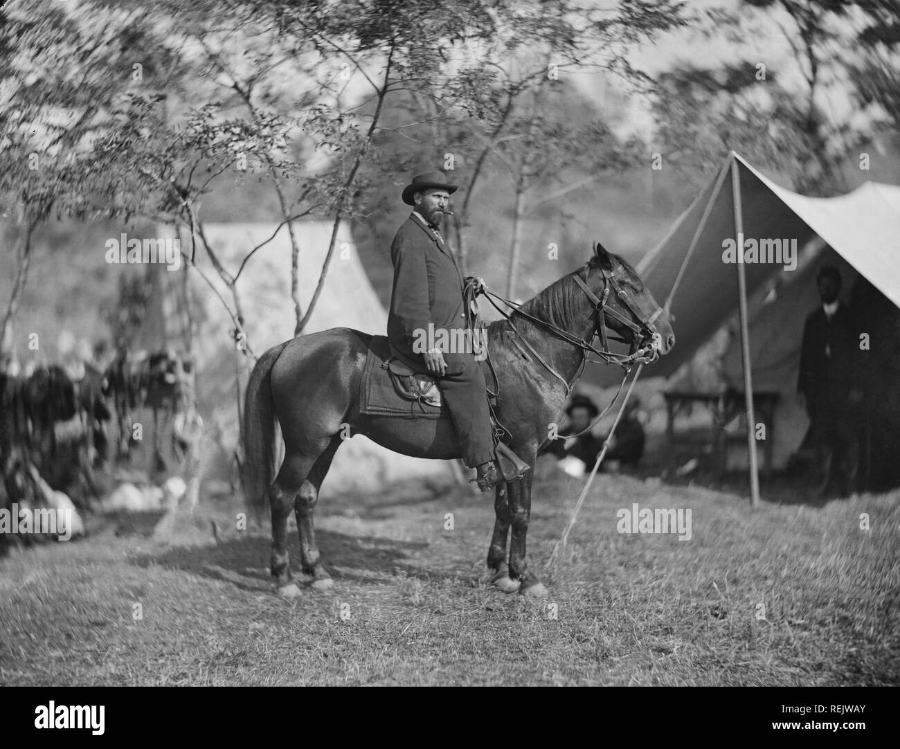 Allan Pinkerton on Horseback, Battle of Antietam, Antietam, Maryland, Alexander Gardner, October 1862 Stock Photo