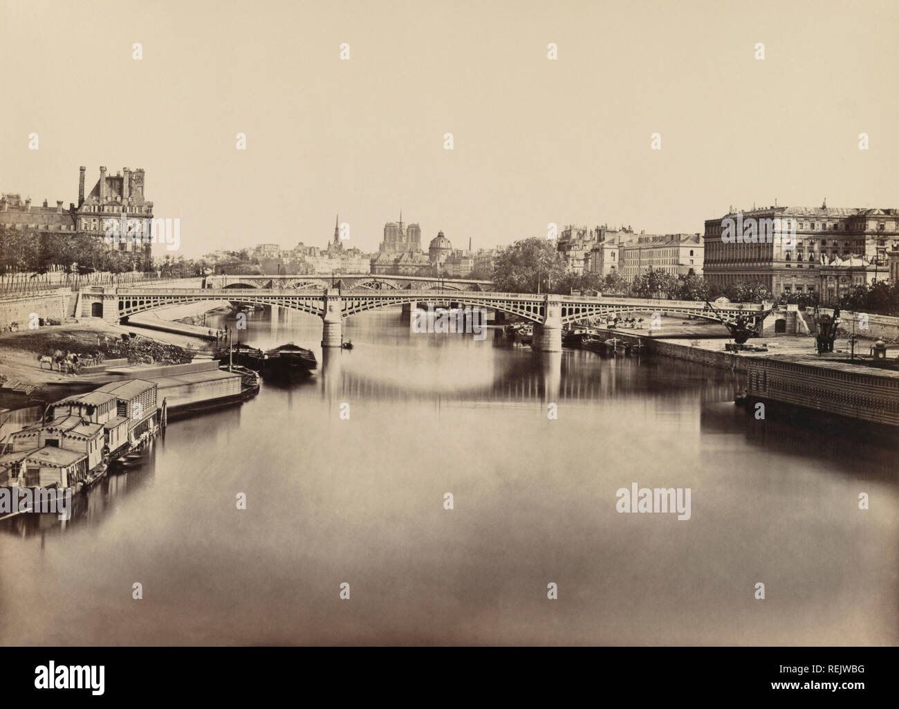 Seine River Looking Toward Notre Dame Paris France Silver Albumen Print Edouard Baldus 1860 S Stock Photo Alamy
