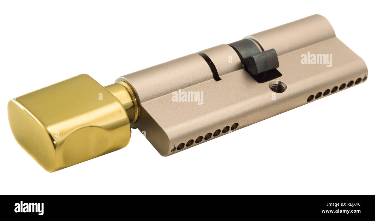 door lock cylinder with thumb knob in locked position lay on side