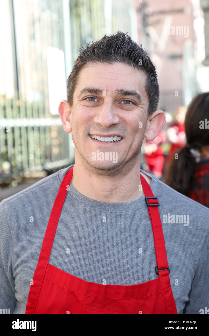 Celebrities serve dinner at LA Mission Christmas dinner for the homeless held at Los Angeles Mission  Featuring: Andrew Siciliano Where: Los Angeles, California, United States When: 21 Dec 2018 Credit: Sheri Determan/WENN.com Stock Photo