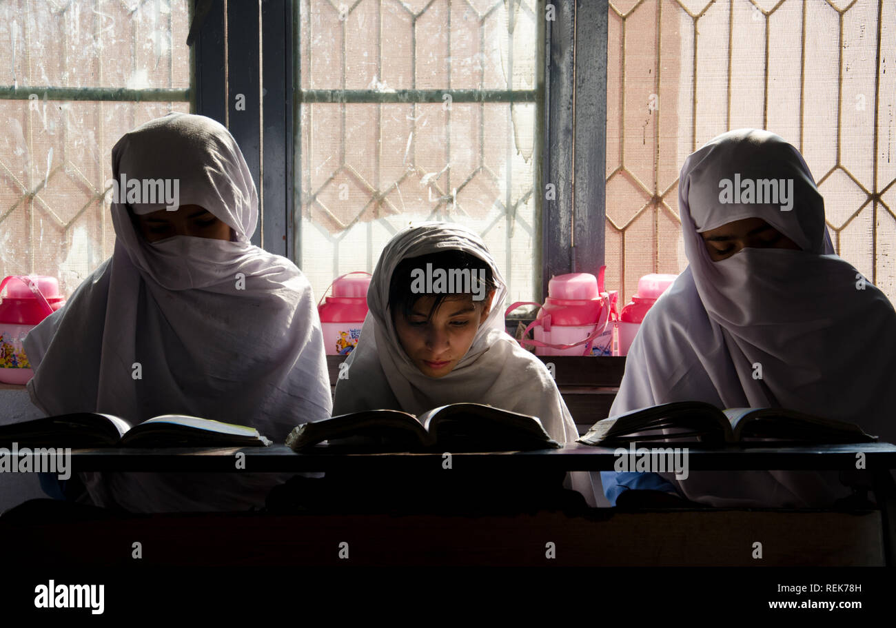 Pashtun girls in school Stock Photo