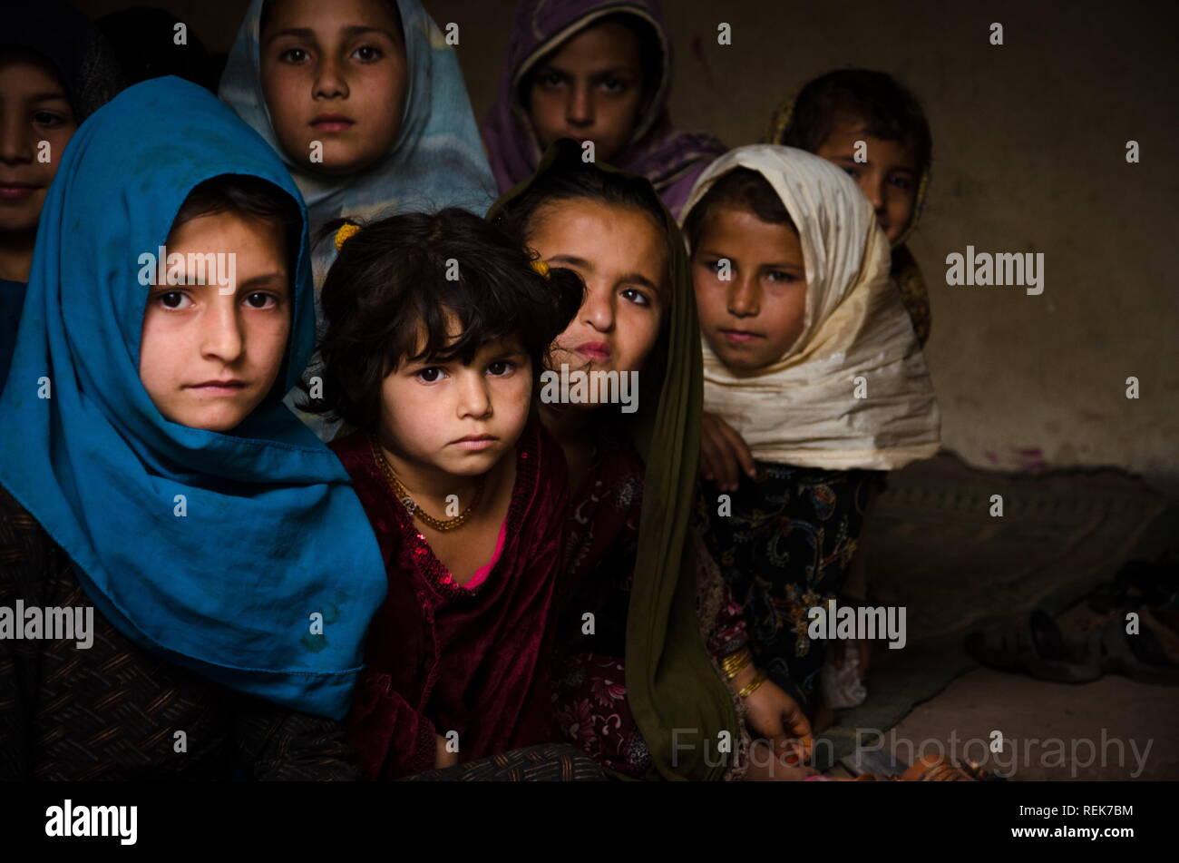 Pashtun girls in school Stock Photo