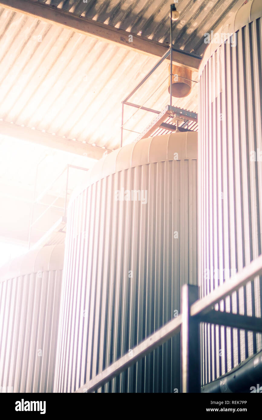 brewery tanks containers beer production . Toned Image Stock Photo - Alamy
