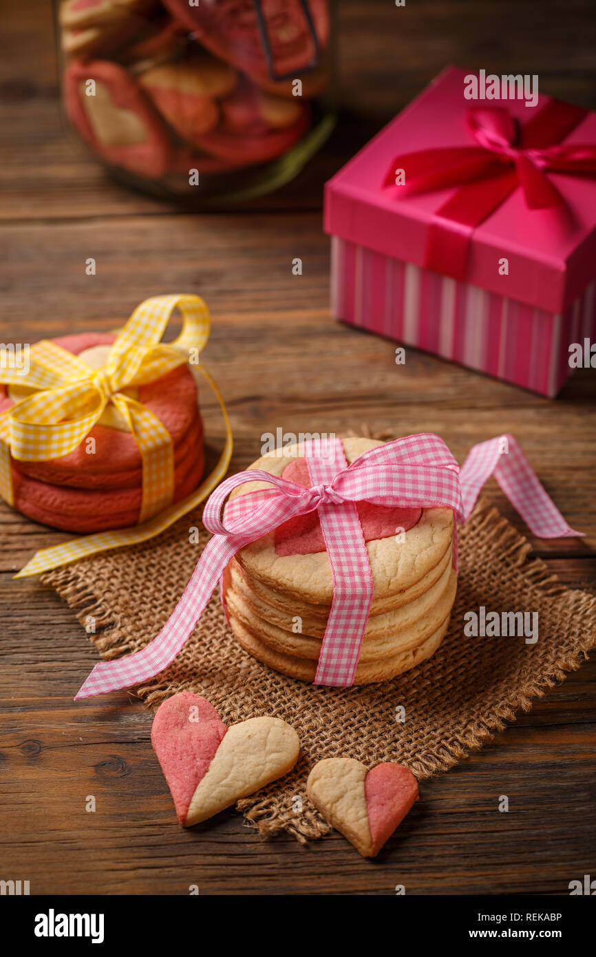 Heart shaped cookies for Valentine's day Stock Photo