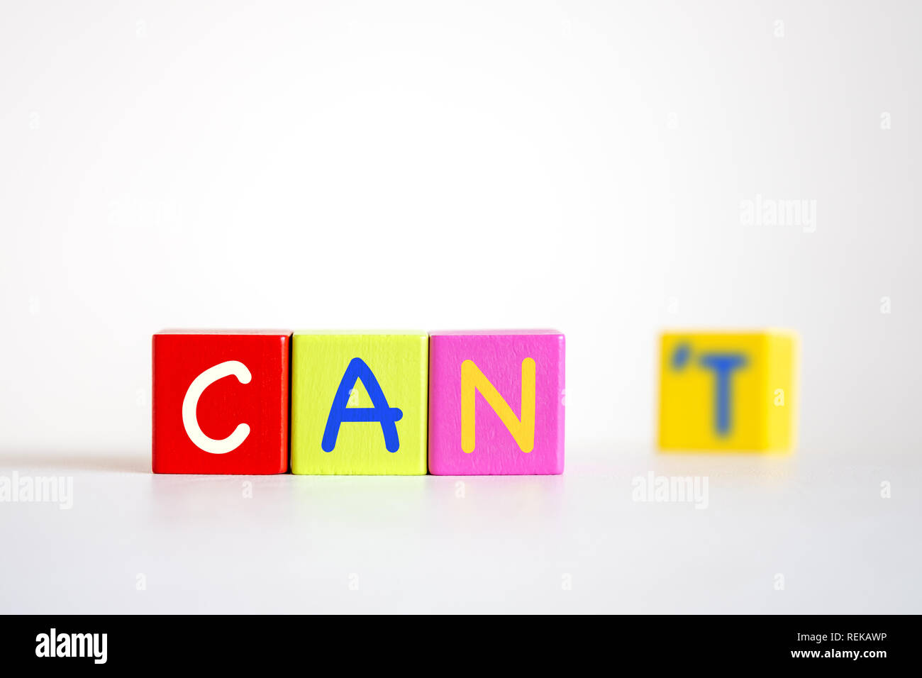 can do word, not can't cannot, block letters Stock Photo