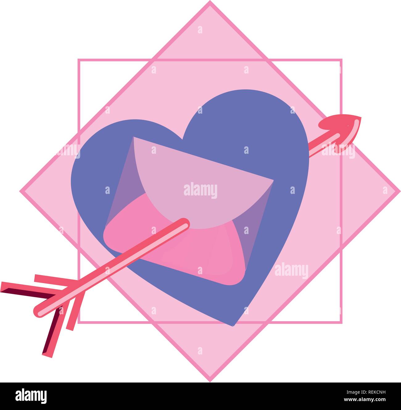 heart arrow mail happy valentines day vector illustration Stock Vector ...