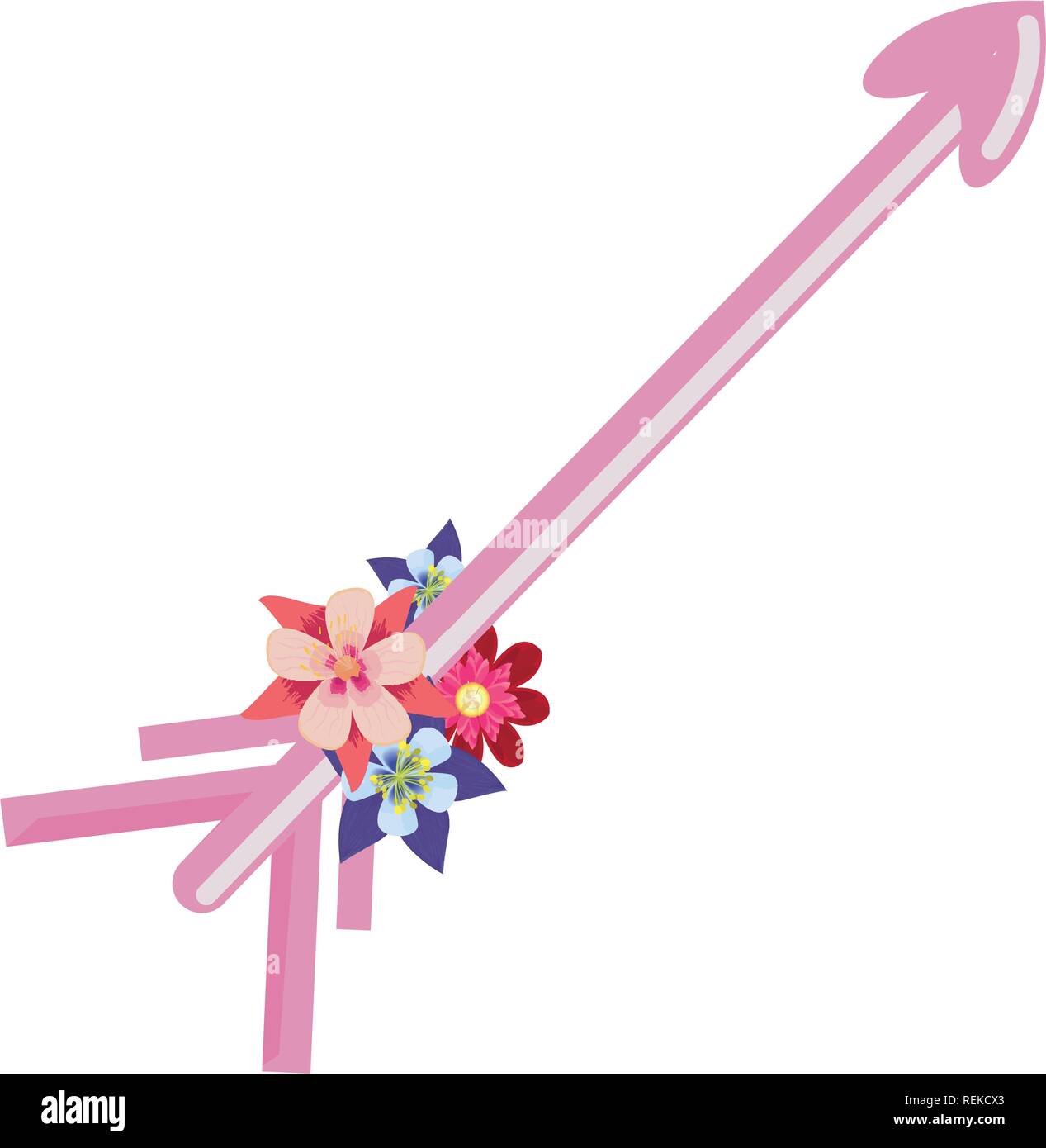 arrow with flowers happy valentines day vector illustration Stock ...