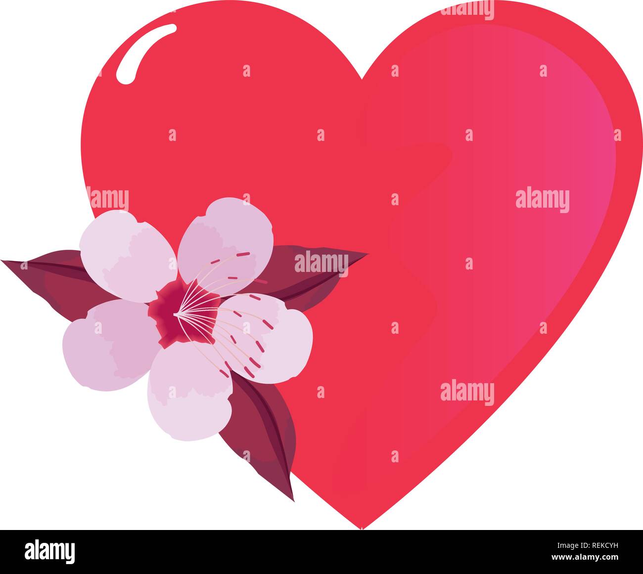 heart flower love happy valentines day vector illustration Stock Vector ...