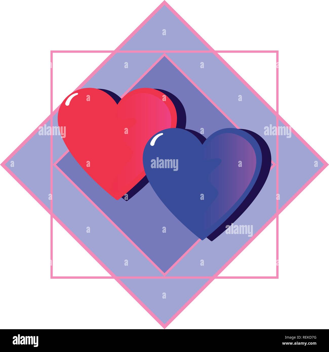 hearts romantic happy valentines day vector illustration Stock Vector ...