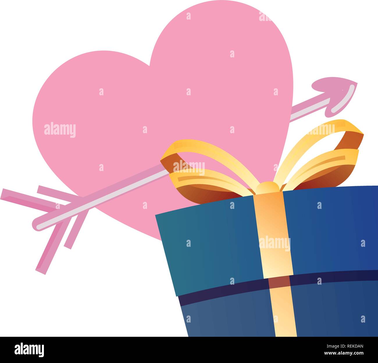 gift box heart arrow happy valentines day vector illustration Stock ...