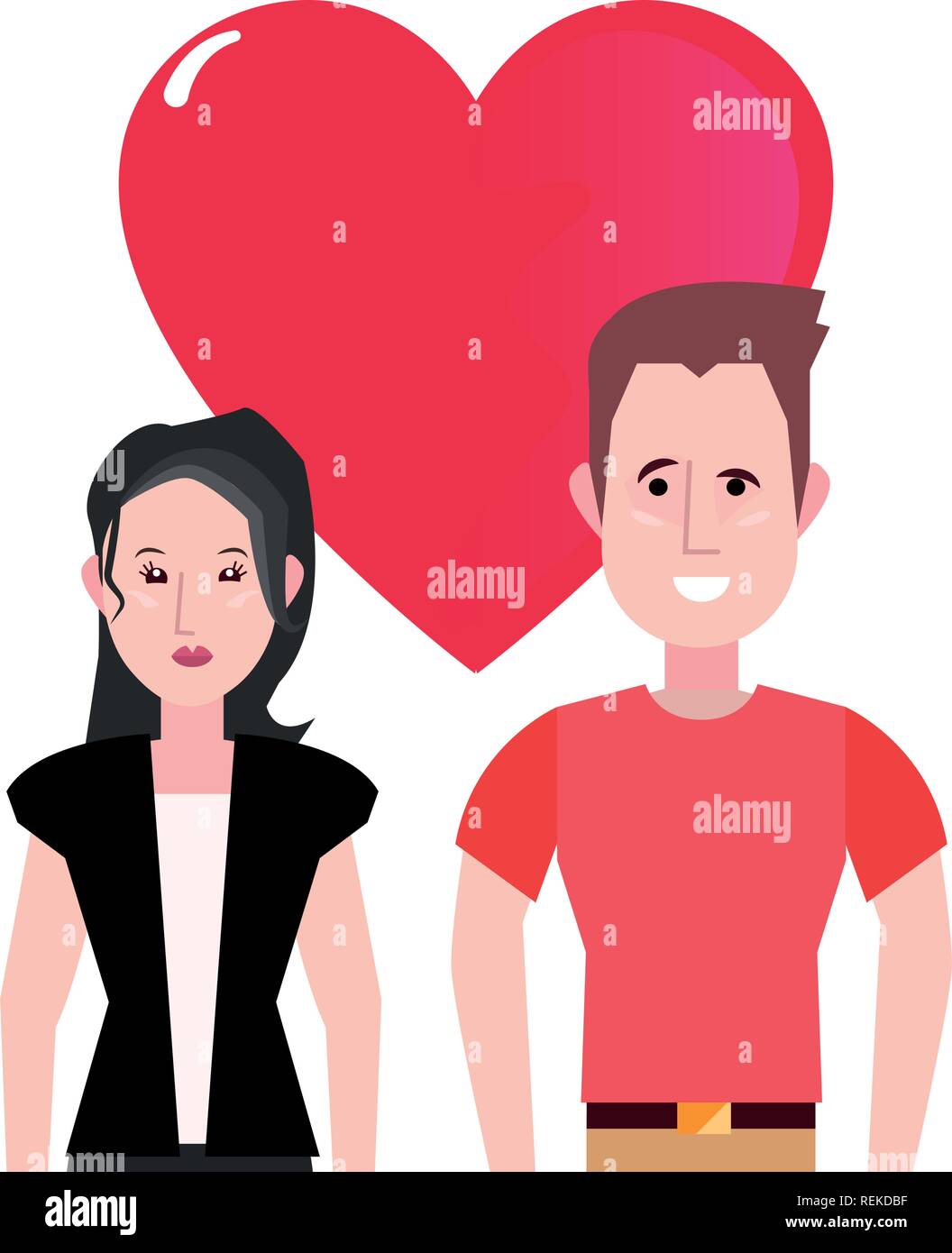 couple hearts romantic happy valentines day vector illustration Stock ...