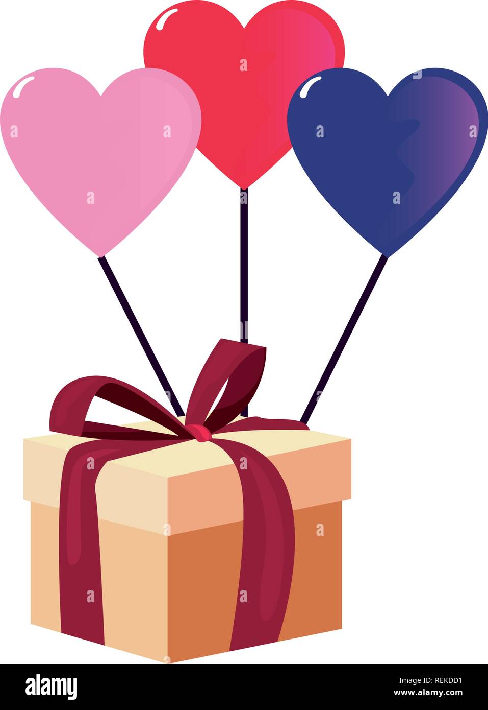 gift balloons hearts happy valentines day vector illustration Stock ...