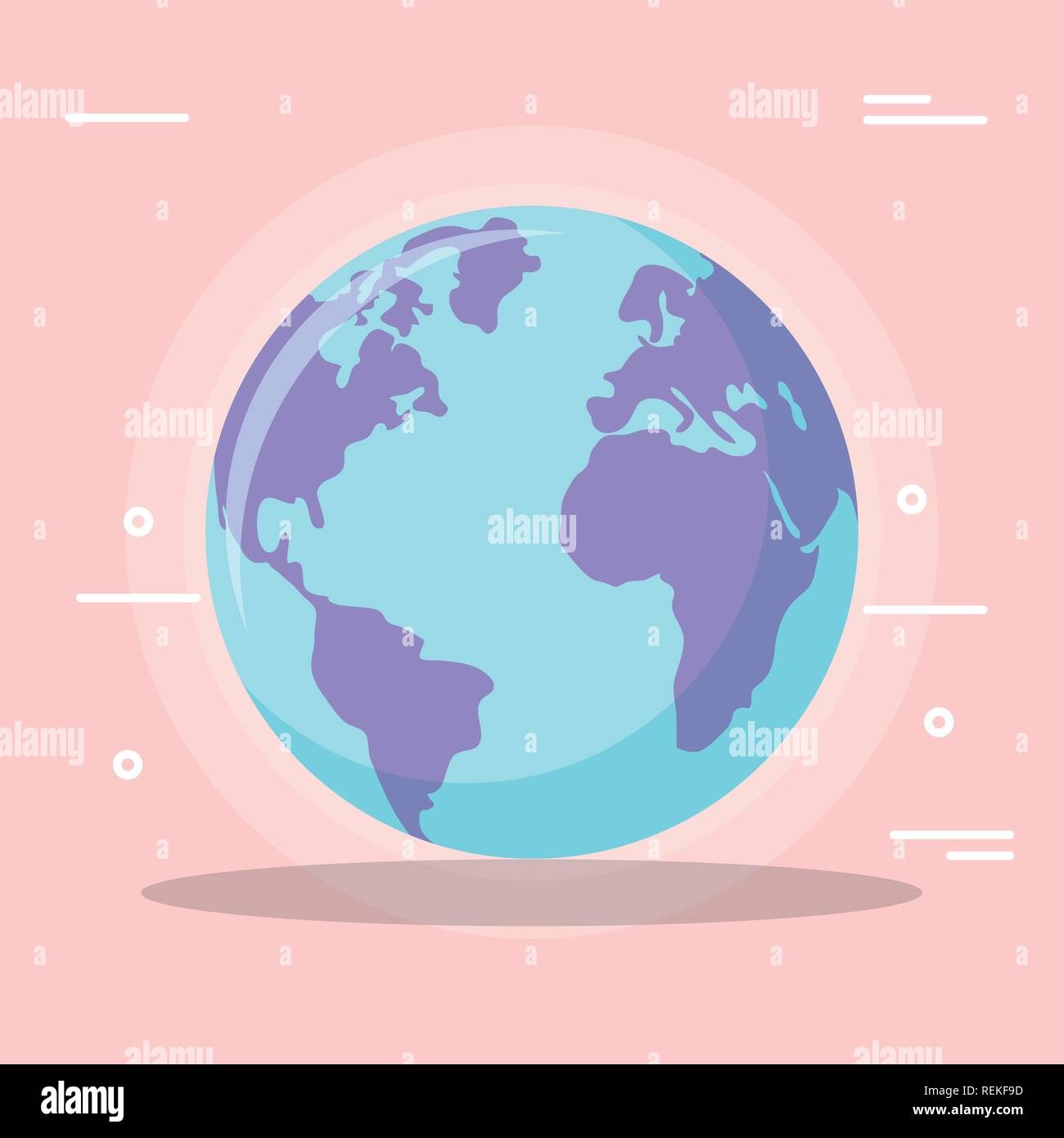 Earth planet icon Over pink background, vector illustration Stock ...
