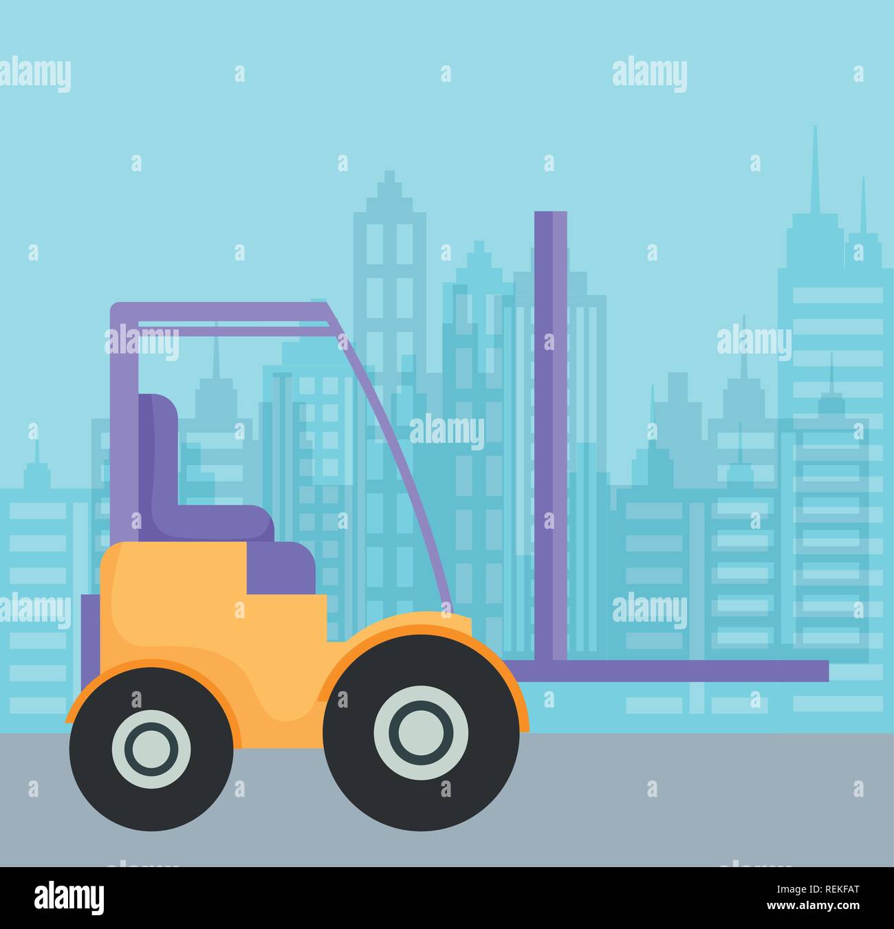 Lift truck icon Over blue background, vector illustration Stock Vector
