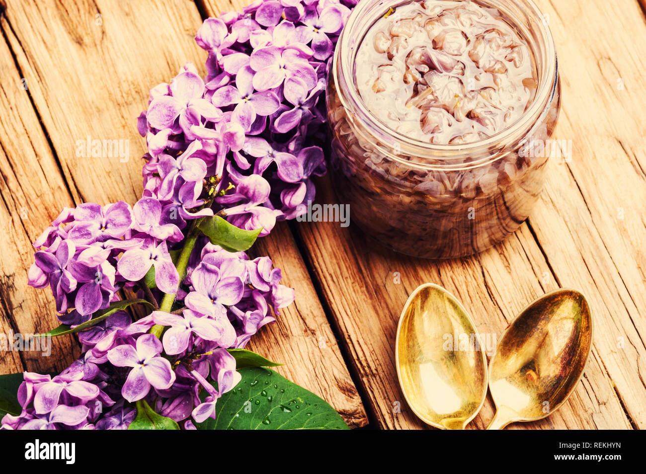 Homemade spring jam of lilac petals. Medicinal jam Stock Photo Alamy