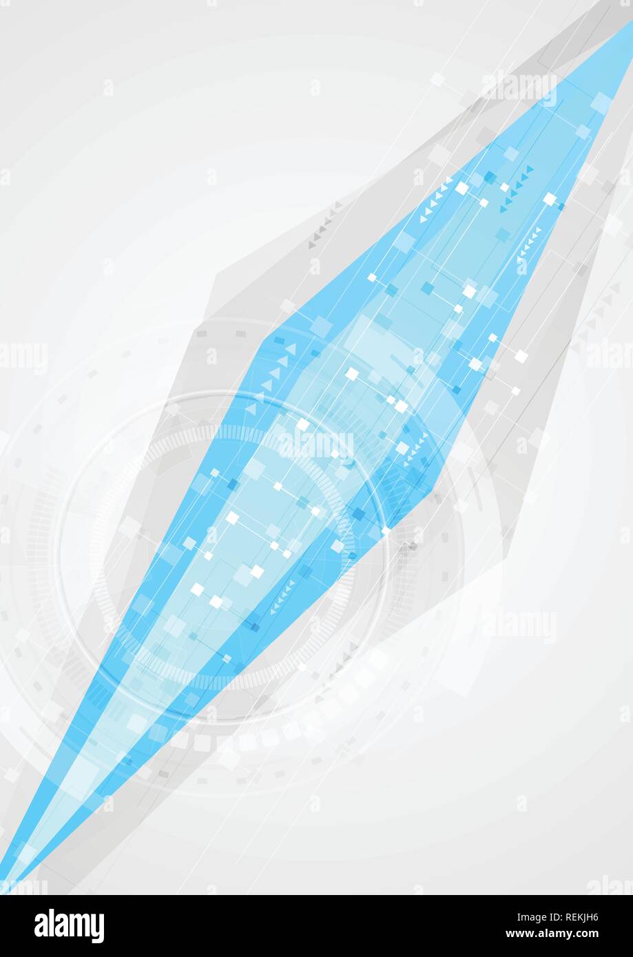Tech abstract minimal wavy blue and grey background. Geometric modern vector design Stock Vector