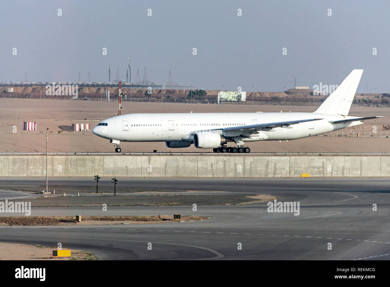 Cairo EGYPT Egypt Air Airplane standing to parking position at the